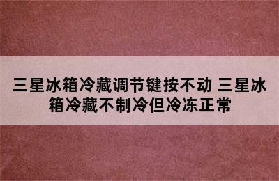 三星冰箱冷藏调节键按不动 三星冰箱冷藏不制冷但冷冻正常